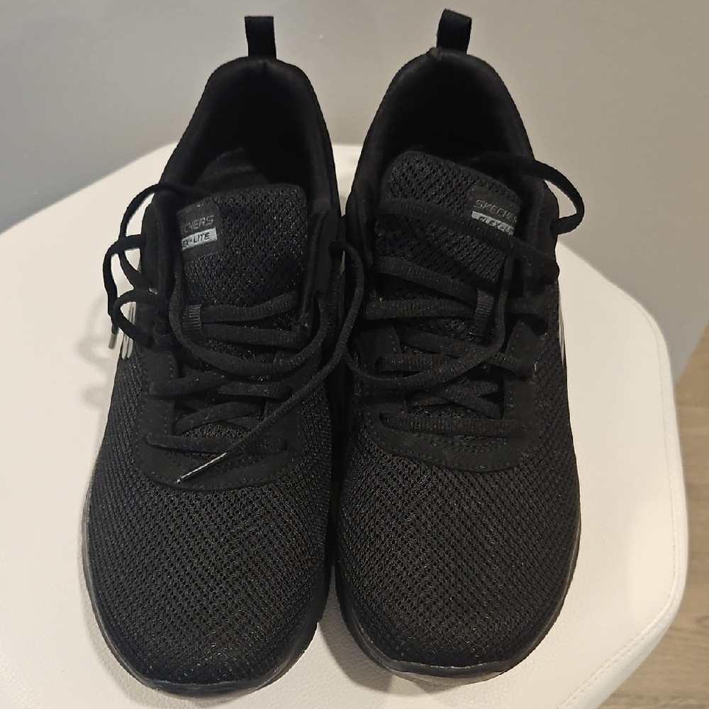 Skechers Black Sneakers with Breathable Knit Upper and Lightweight Sole